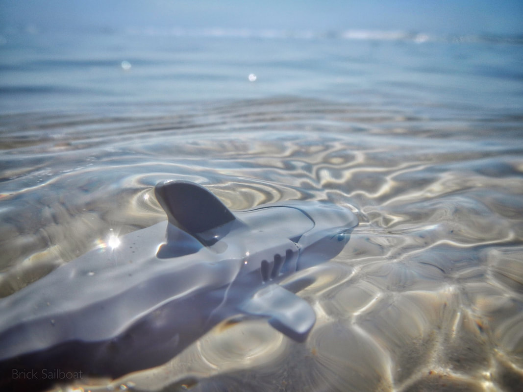 A LEGO shark swimming near the Outer Banks, North Carolina