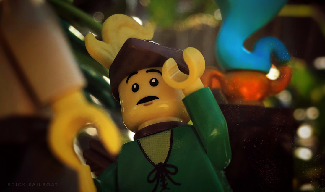 LEGO robin hood running from a genie!