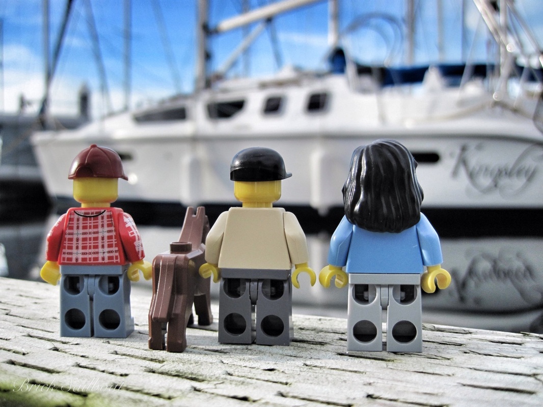 LEGO minifigures begin an adventure to capture a human sailboat and sail to warmer climates.