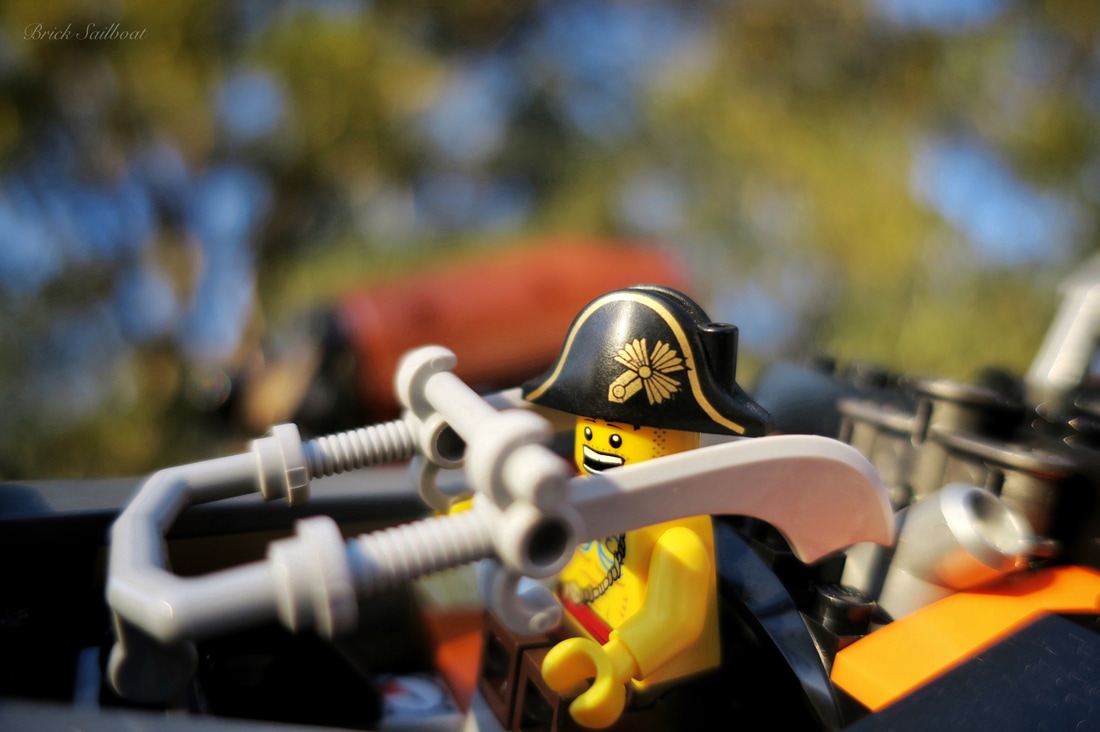 LEGO swamp pirate aboard an airship